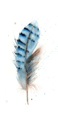 Image of a feather watercolor painting by Shayna Larsen, originals & prints available