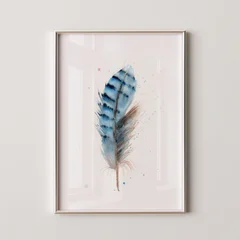 Image of a feather watercolor painting by Shayna Larsen, originals & prints available