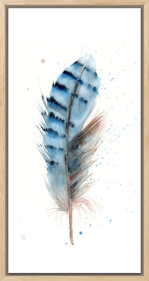 Image of a feather watercolor painting by Shayna Larsen, originals & prints available