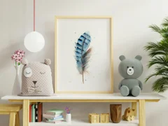 Image of a feather watercolor painting by Shayna Larsen, originals & prints available