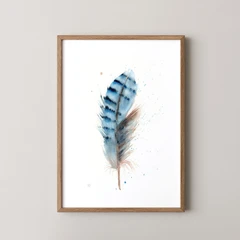 Image of a feather watercolor painting by Shayna Larsen, originals & prints available