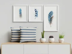 Image of a feather watercolor painting by Shayna Larsen, originals & prints available