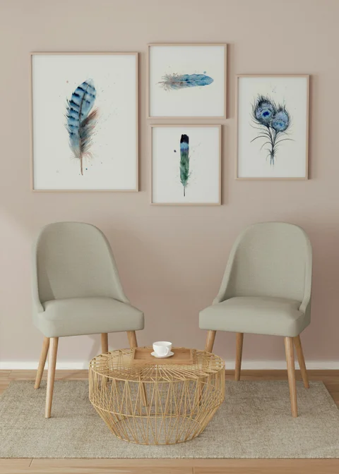 Image of a feather watercolor painting by Shayna Larsen, originals & prints available