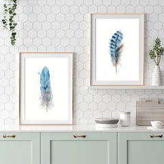 Image of a feather watercolor painting by Shayna Larsen, originals & prints available