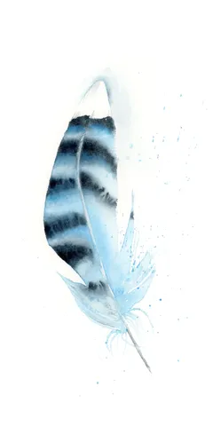 Image of a feather watercolor painting by Shayna Larsen, originals & prints available