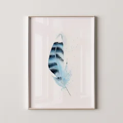 Image of a feather watercolor painting by Shayna Larsen, originals & prints available