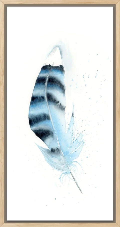 Image of a feather watercolor painting by Shayna Larsen, originals & prints available