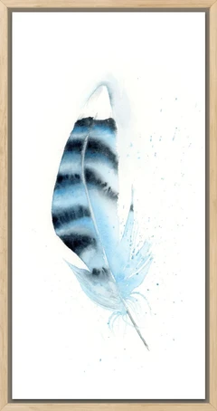 Image of a feather watercolor painting by Shayna Larsen, originals & prints available