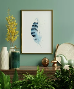 Image of a feather watercolor painting by Shayna Larsen, originals & prints available