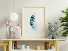 Image of a feather watercolor painting by Shayna Larsen, originals & prints available