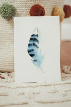Image of a feather watercolor painting by Shayna Larsen, originals & prints available