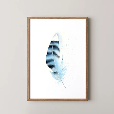 Image of a feather watercolor painting by Shayna Larsen, originals & prints available