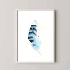 Image of a feather watercolor painting by Shayna Larsen, originals & prints available