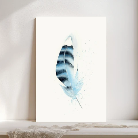 Image of a feather watercolor painting by Shayna Larsen, originals & prints available