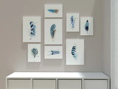 Image of a feather watercolor painting by Shayna Larsen, originals & prints available