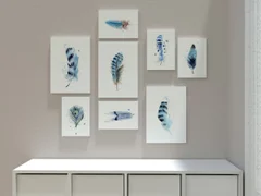 Image of a feather watercolor painting by Shayna Larsen, originals & prints available