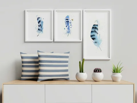 Image of a feather watercolor painting by Shayna Larsen, originals & prints available
