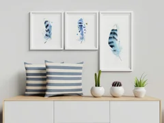 Image of a feather watercolor painting by Shayna Larsen, originals & prints available