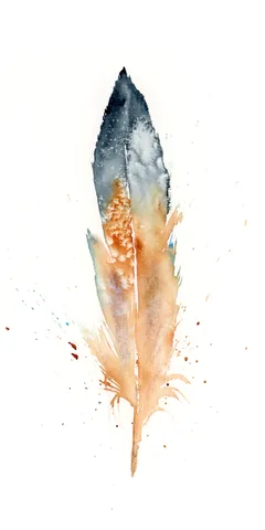 Image of a feather watercolor painting by Shayna Larsen, originals & prints available