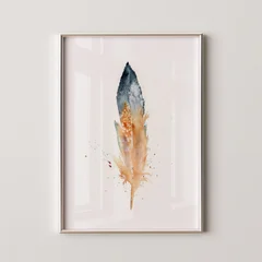 Image of a feather watercolor painting by Shayna Larsen, originals & prints available