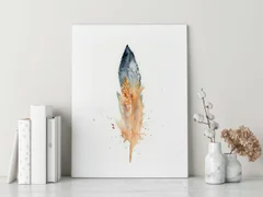 Image of a feather watercolor painting by Shayna Larsen, originals & prints available