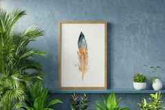 Image of a feather watercolor painting by Shayna Larsen, originals & prints available