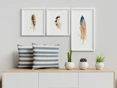 Image of a feather watercolor painting by Shayna Larsen, originals & prints available