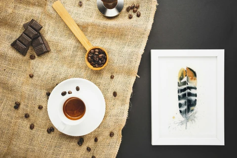 Image of a feather watercolor painting by Shayna Larsen, originals & prints available
