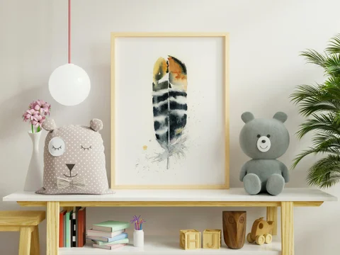 Image of a feather watercolor painting by Shayna Larsen, originals & prints available