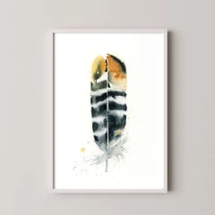 Image of a feather watercolor painting by Shayna Larsen, originals & prints available