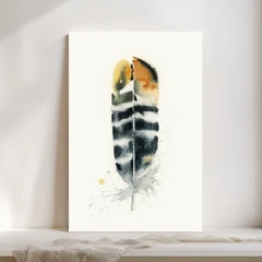 Image of a feather watercolor painting by Shayna Larsen, originals & prints available