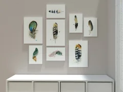 Image of a feather watercolor painting by Shayna Larsen, originals & prints available