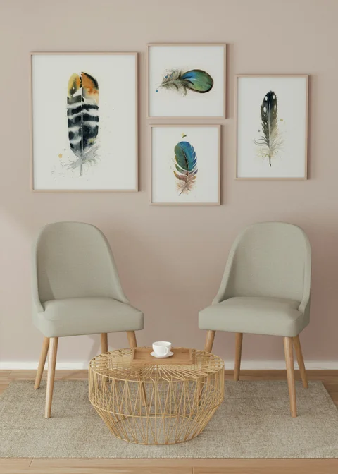 Image of a feather watercolor painting by Shayna Larsen, originals & prints available