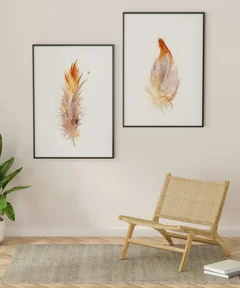 Image of a feather watercolor painting by Shayna Larsen, originals & prints available