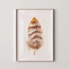 Image of a feather watercolor painting by Shayna Larsen, originals & prints available