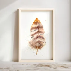 Image of a feather watercolor painting by Shayna Larsen, originals & prints available