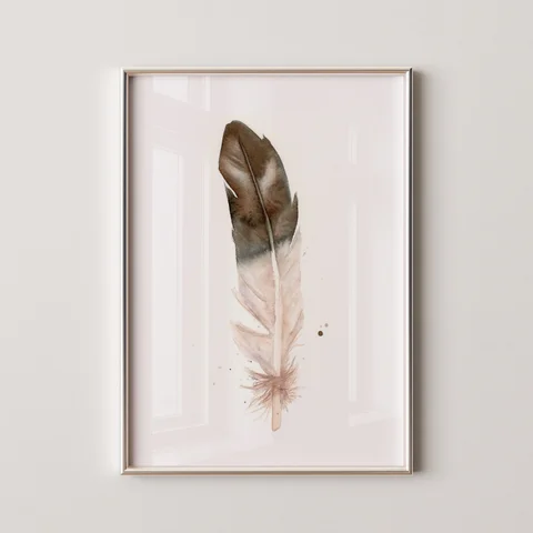 Image of a feather watercolor painting by Shayna Larsen, originals & prints available