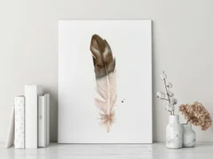 Image of a feather watercolor painting by Shayna Larsen, originals & prints available
