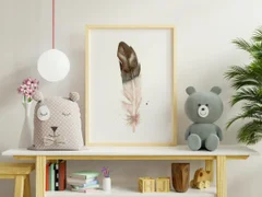 Image of a feather watercolor painting by Shayna Larsen, originals & prints available