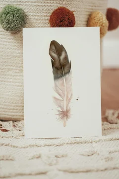 Image of a feather watercolor painting by Shayna Larsen, originals & prints available