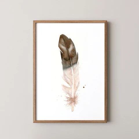 Image of a feather watercolor painting by Shayna Larsen, originals & prints available