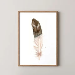 Image of a feather watercolor painting by Shayna Larsen, originals & prints available