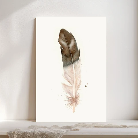 Image of a feather watercolor painting by Shayna Larsen, originals & prints available