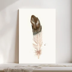 Image of a feather watercolor painting by Shayna Larsen, originals & prints available