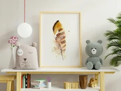 Image of a feather watercolor painting by Shayna Larsen, originals & prints available