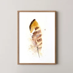 Image of a feather watercolor painting by Shayna Larsen, originals & prints available