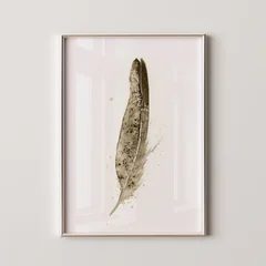 Image of a feather watercolor painting by Shayna Larsen, originals & prints available