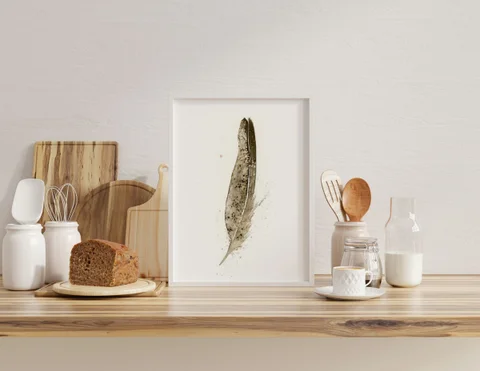 Image of a feather watercolor painting by Shayna Larsen, originals & prints available