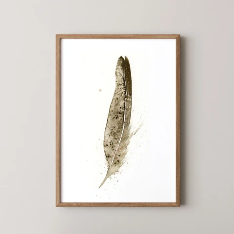 Image of a feather watercolor painting by Shayna Larsen, originals & prints available