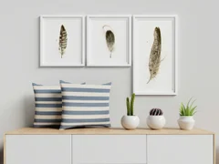 Image of a feather watercolor painting by Shayna Larsen, originals & prints available